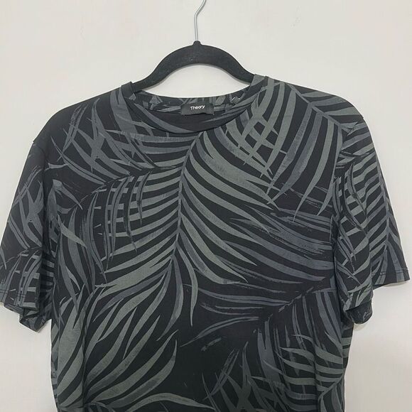 Theory Clean Tee Mens Eclipse Multi Saygo Jersey Frond Print T-Shirt Size Medium - Picture 2 of 7